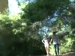 men join couple in woods