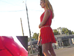 Exciting upskirt view of a sexy blonde hottie