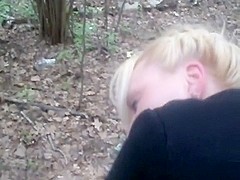Cumshot on butt in the forest