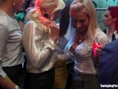 Bi club chicks having public sex orgy