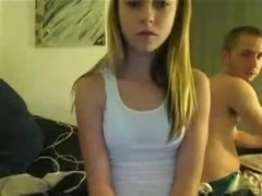 cute blondy hotty sucks her guy on livecam