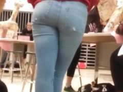 Sexy ass of a schoolgirl in jeans