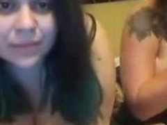 corpulent lesbos flirting and masturbating on cam
