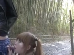 Japanese whore gets fucked in the face in public