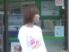 Cute Asian chick got street sharked after shopping.