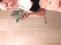 Shower Girl Stroking Pussy Hair Bush While Texting