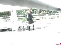 Japanese street sharking of a sexy woman in a skirt