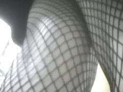 Great little slut with black fishnets in so damn sexy