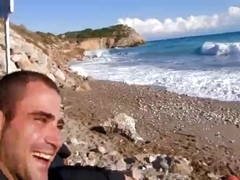 French guy fucking a sexy white tourist in public beach