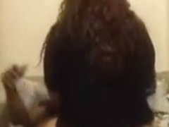 Ebony bitch rides a dick in amateur couple porn clip