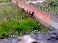 Teen couple caught fucking outside
