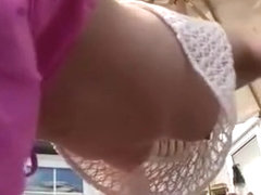 She washes stuff and gets her tits out