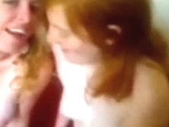 Golden-Haired playgirl and ginger gal maing out exposed on web camera