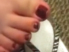 My girlfriend shows her pedicured feet to me in homemade clip