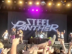 Steel Panther Rock Show Topless Girls in a Row