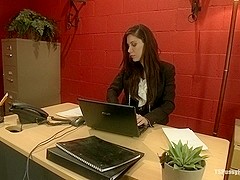 Busted Watching Porn at Work Boss Punishes Bad Employee w Her Own Cock