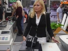 Sexy blonde milf banged at the pawnshop and received money
