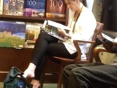 Candid Dangling at a Bookstore Shoeplay Feet