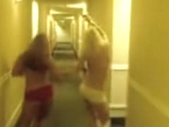 Naughty teen girls running with nude tits in the hotel