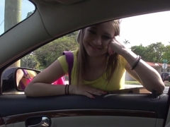 Cute teenage hitchhiker fucked by the car