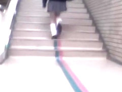 Hot Asian girl gets skirt sharked up in empty corridor 