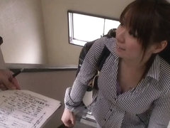 While an Asian peach it reading, someone is filming her tits