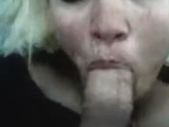 Ugly blonde wife swallows cum