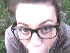 French hitchiker fucked outdoors in her glasses