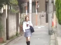 Amative Japanese schoolgirl gets masterly tricked by some sharking dude