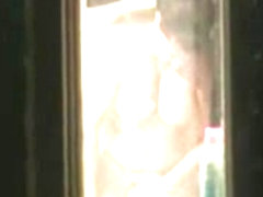 Spying my mom through window bathroom. Great view