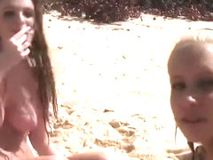 Teen on Naked Beach exib and let the Black Touch them