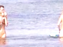 Two sexy teens naked at beach