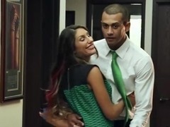 August Ames fucks her co-worker Alex at the office bathroom