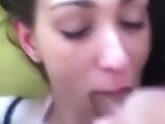 Shy girl doesn't want her face taped, when she sucks cock and balls.