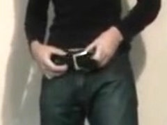 Hot boy in jeans playing with his cock