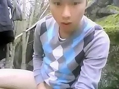 Asian gay masturbation outdoors