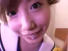 Asian cheerleader gets a mouthful