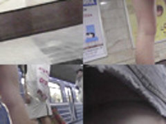 G-string upskirt video of a bubble ass blonde in metro